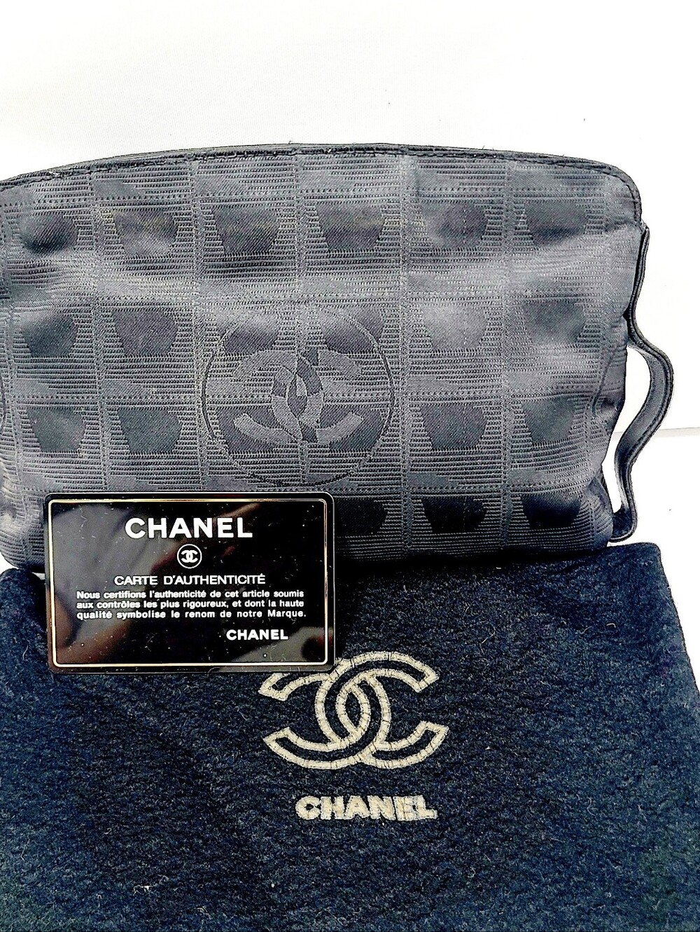 Chanel Canvas Leather Clutch Bag